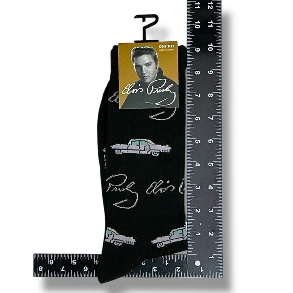 Elvis Presley Socks Pink Cadillac Novelty Casual Dress Crew Mid Calf One Size